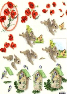 Sonderposten 3D - Schneidebogen, Hasen/ Blumen/ Vogelhaus
